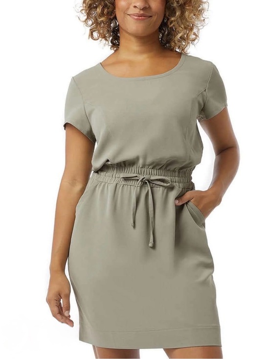32 Degrees Dresses & Skirts - 32 Degrees Casual Elastic Waist Short Sleeve Dress in Beige